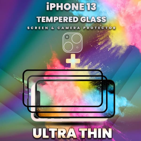 2-Pack iPhone 13 - skärmskydd & 1-Pack linsskydd -härdat glas 9H