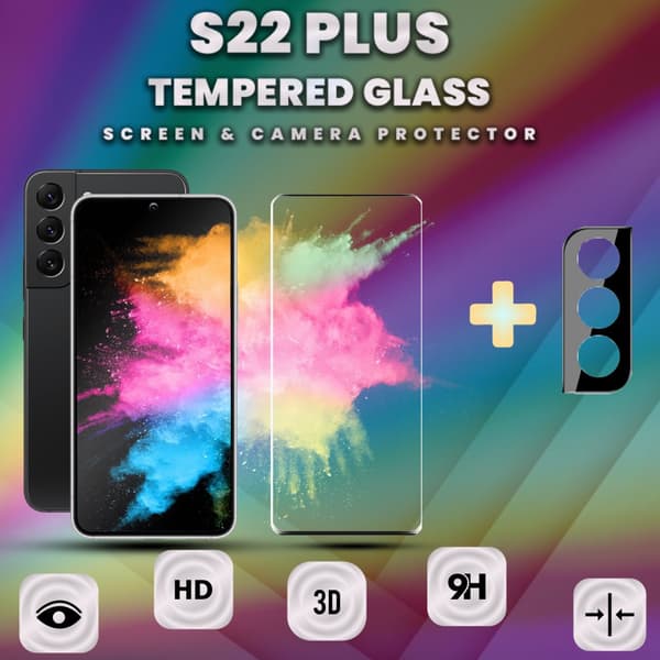 1-Pack Samsung S22 Plus Skärmskydd & 1-Pack linsskydd-9H Glas