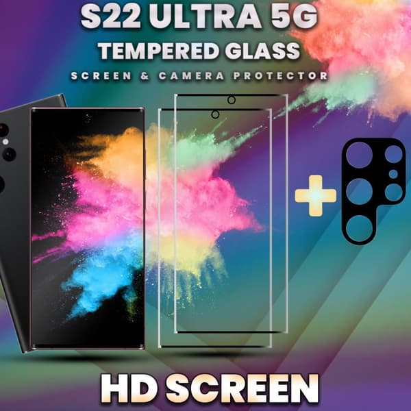 2-Pack Samsung S22 Ultra 5G Skärmskydd &1-Pack linsskydd-9H GLAS