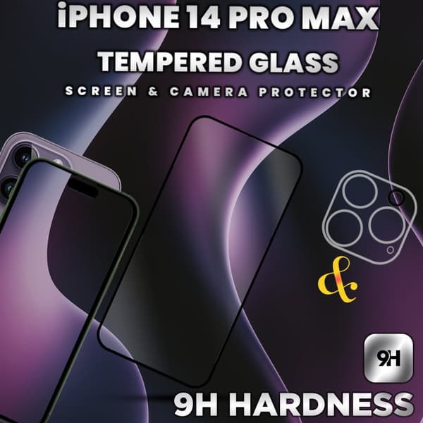 1-Pack iPhone 14 Pro Max-skärmskydd & 1-Pack linsskydd - 9H Glas