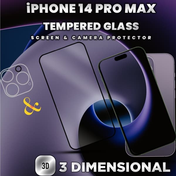 1-Pack iPhone 14 Pro Max-skärmskydd & 1-Pack linsskydd - 9H Glas