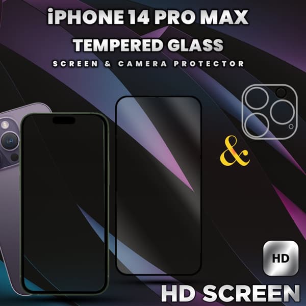 1-Pack iPhone 14 Pro Max-skärmskydd & 1-Pack linsskydd - 9H Glas