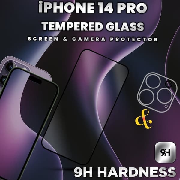1-Pack iPhone 14 Pro-Skärmskydd & 1-Pack linsskydd -Härdat Glas