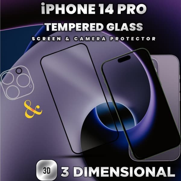 1-Pack iPhone 14 Pro-Skärmskydd & 1-Pack linsskydd -Härdat Glas