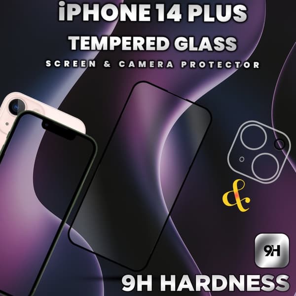 1-Pack iPhone 14 Plus -Skärmskydd & 1-Pack linsskydd-Härdat Glas