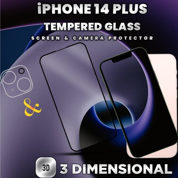 1-Pack iPhone 14 Plus -Skärmskydd & 1-Pack linsskydd-Härdat Glas