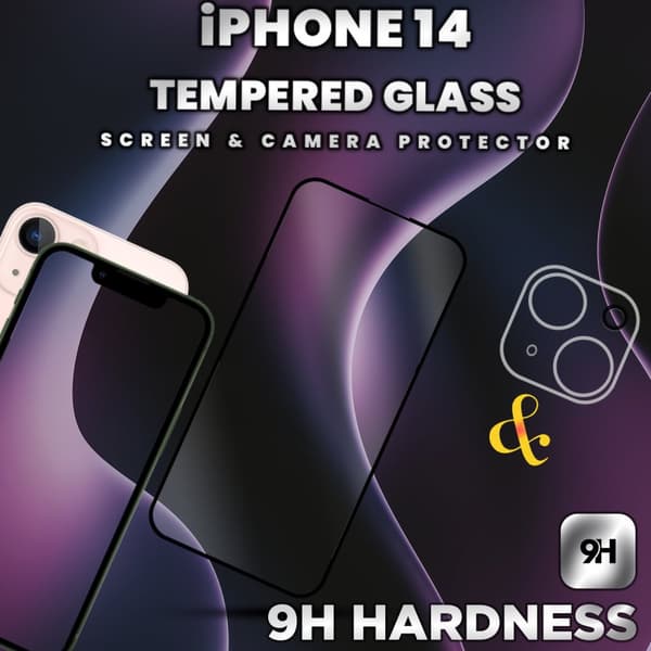1-Pack iPhone 14 - skärmskydd & 1-Pack linsskydd -härdat glas 9H