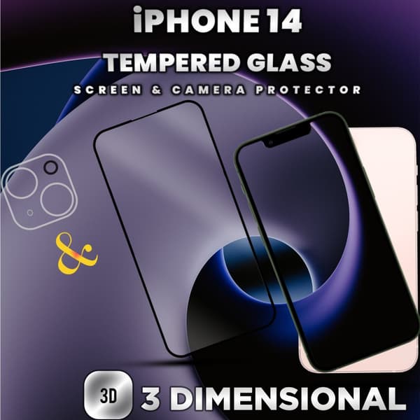 1-Pack iPhone 14 - skärmskydd & 1-Pack linsskydd -härdat glas 9H