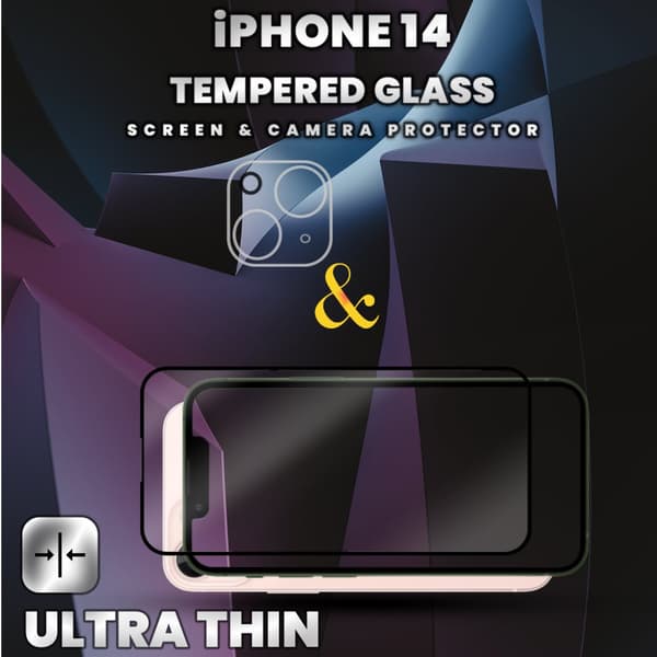 1-Pack iPhone 14 - skärmskydd & 1-Pack linsskydd -härdat glas 9H