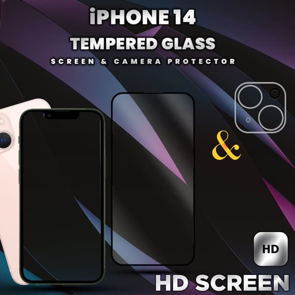 1-Pack iPhone 14 - skärmskydd & 1-Pack linsskydd -härdat glas 9H