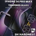 Miniatyrbild 3 av 5: 2-Pack iPhone 14 Pro Max-skärmskydd & 2-Pack linsskydd - 9H Glas