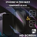 Miniatyrbild 2 av 5: 2-Pack iPhone 14 Pro Max-skärmskydd & 2-Pack linsskydd - 9H Glas