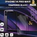 Miniatyrbild 1 av 5: 2-Pack iPhone 14 Pro Max-skärmskydd & 2-Pack linsskydd - 9H Glas