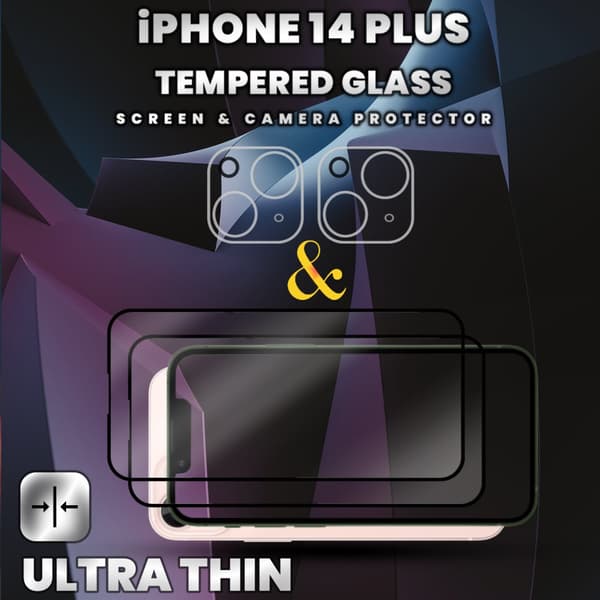 2-Pack iPhone 14 Plus -Skärmskydd & 2-Pack linsskydd-Härdat glas