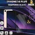 Miniatyrbild 1 av 5: 2-Pack iPhone 14 Plus -Skärmskydd & 2-Pack linsskydd-Härdat glas