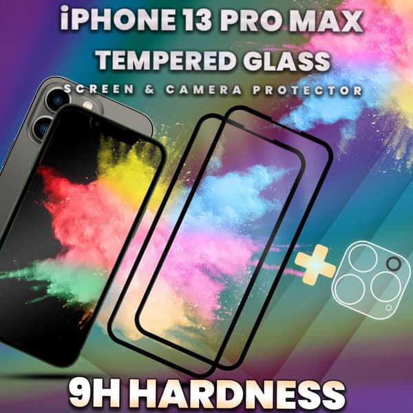 2-Pack iPhone 13 Pro Max - Skärmskydd & 1-Pack linsskydd-9H Glas