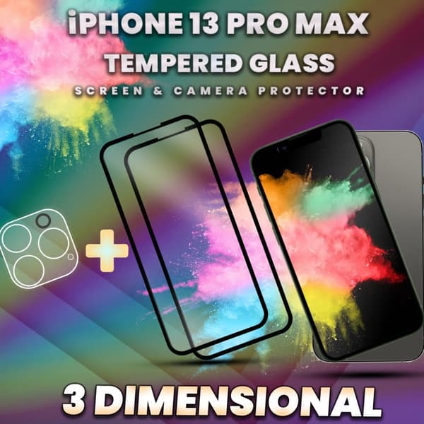 2-Pack iPhone 13 Pro Max - Skärmskydd & 1-Pack linsskydd-9H Glas