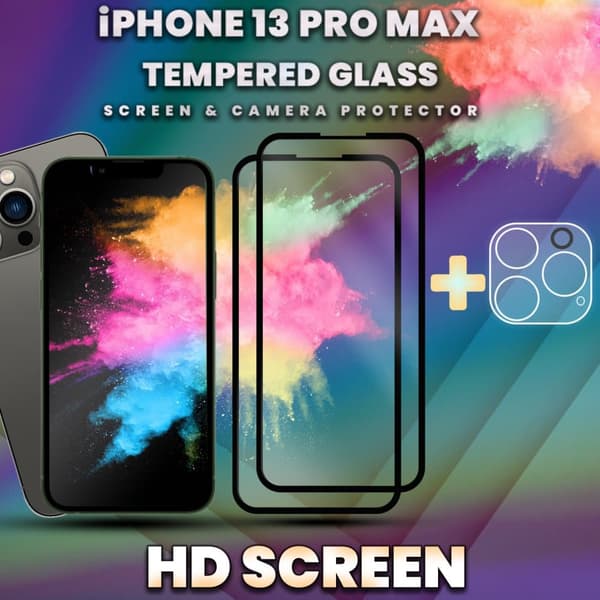 2-Pack iPhone 13 Pro Max - Skärmskydd & 1-Pack linsskydd-9H Glas