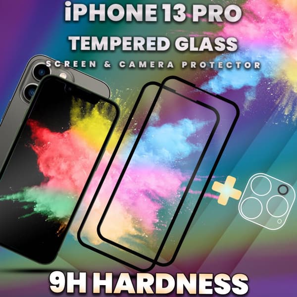 2-Pack iPhone 13 Pro - Skärmskydd & 1-Pack linsskydd - 9H Glas