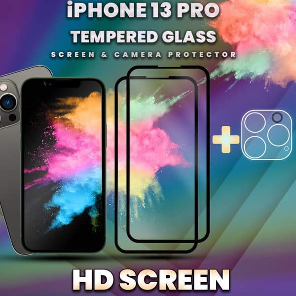 2-Pack iPhone 13 Pro - Skärmskydd & 1-Pack linsskydd - 9H Glas
