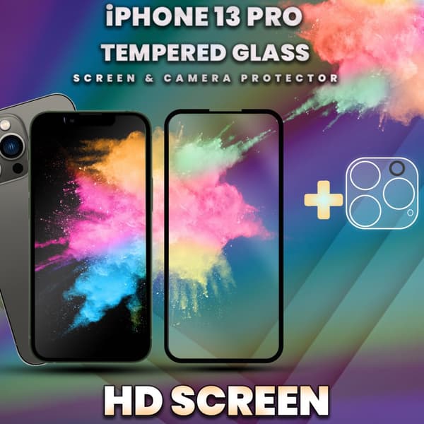 1-Pack iPhone 13 Pro - Skärmskydd & 1-Pack linsskydd - 9H Glas