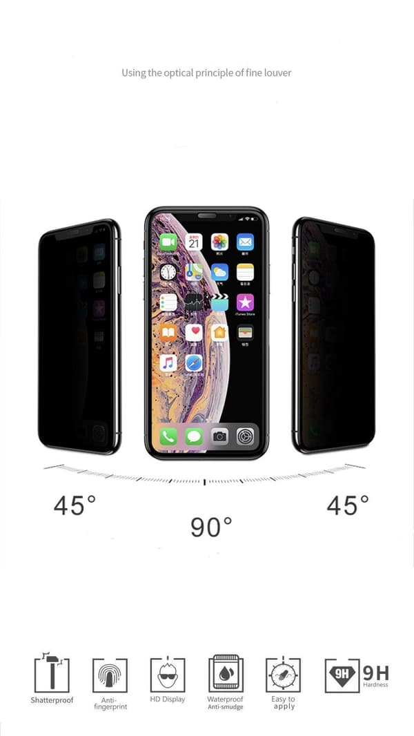 Privacy glasskydd (6D curved / full) för iPhone 13 mini (5,4"), svart, Sero