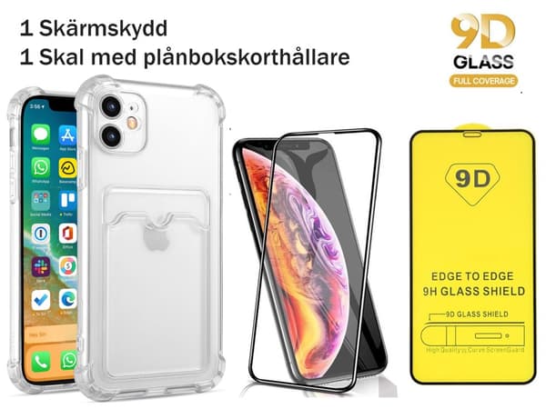 Iphone 14: 2 i 1 combo: Skærmbeskytter (1 Pakke) og etui med pungkortholder  (1 Pakke)