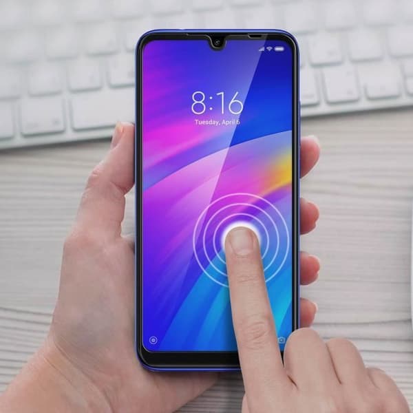 Skyddsfilm - AVIZAR - Xiaomi Redmi 7 - 9H härdat glas - Fasade kanter - Fullständigt skydd