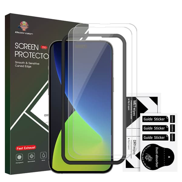 2 PACK- iPhone 13 /13 PRO (6.1 Tums) Skärmskydd Transparent Härdat Glas - med installationsram