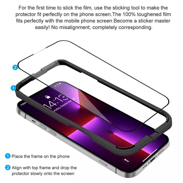 2 PACK- iPhone 12 / 12 PRO (6.1 Tums) Skärmskydd Transparent Härdat Glas - med installationsram