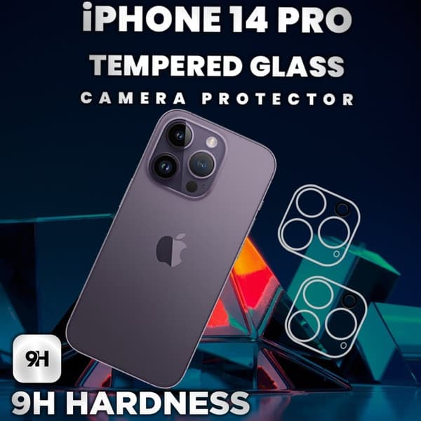 2-Pack iPhone 14 Pro Linsskydd - 9H Härdat glas - Super kvalitet 3D Linsskydd