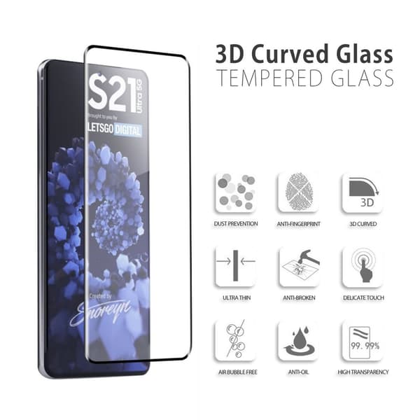 Samsung Galaxy S21 Ultra - Full Coverage Tempered Protective glass Adhesive