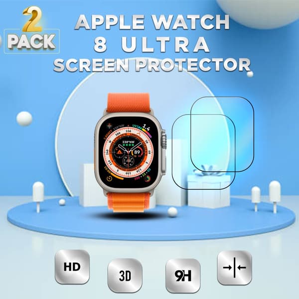 2-Pack Apple Watch 8 Ultra -Härdat glas 9H – Super kvalitet Skärmskydd 2-Pack Apple Watch 8 Ultra -Härdat glas 9H – Super kvalitet Skärmskydd
