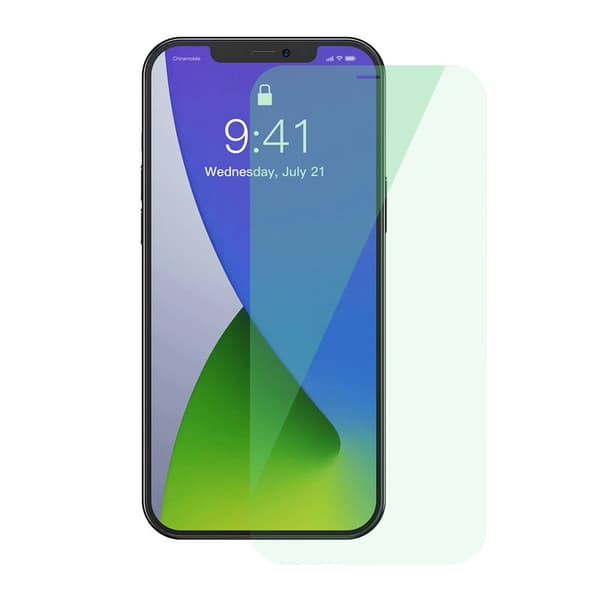 Baseus 2x vihreä karkaistu lasi 0.15mm sinisen valon suodattimella iPhone 12 Pro Max