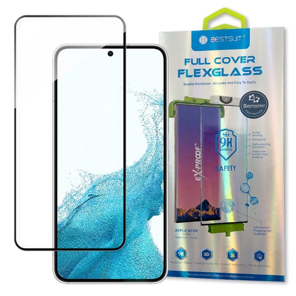 Bestsuit 3D Edge Nano Flexi Glass Koko näytön karkaistu lasikalvo kehyksellä Samsung Galaxy S22 Clear