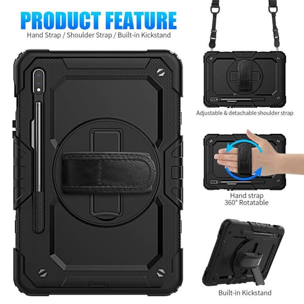 Hybrid cover med skulderrem Samsung Galaxy Tab S7 - Sort