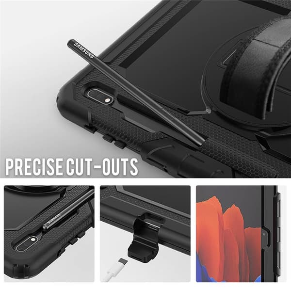 Hybrid cover med skulderrem Samsung Galaxy Tab S7 Plus - Sort