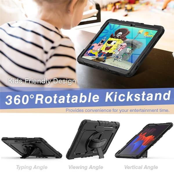 Hybrid cover med skulderrem Samsung Galaxy Tab S7 Plus - Sort