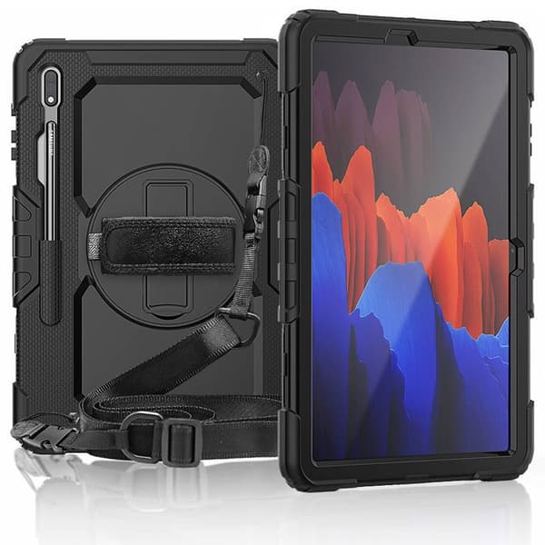 Hybrid cover med skulderrem Samsung Galaxy Tab S7 Plus - Sort
