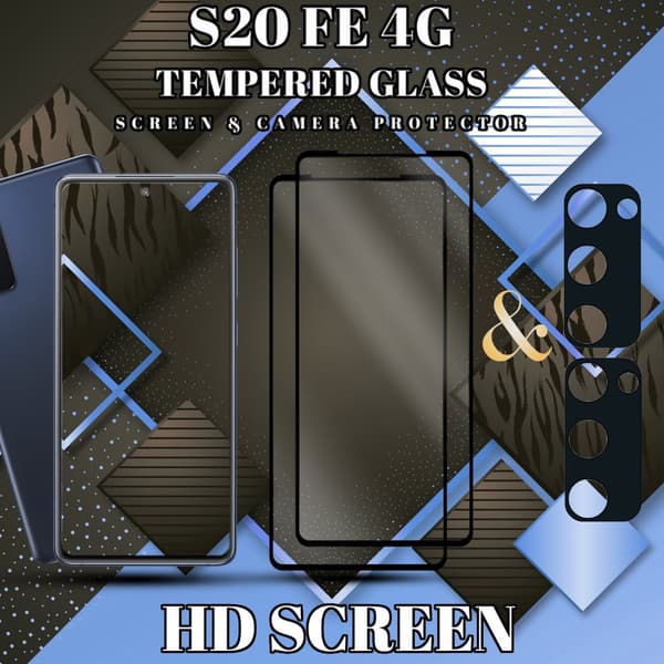 2-Pack Samsung S20 FE (4G) Skärmskydd & 2-Pack linsskydd - Härdat Glas 9H - Super kvalitet 3D