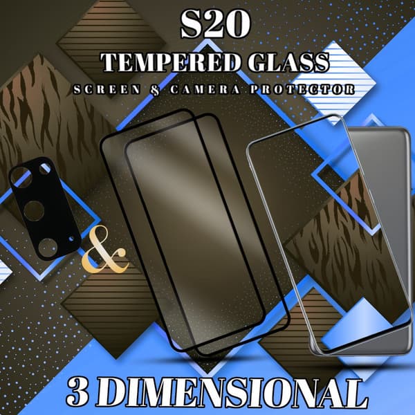 2-Pack Samsung S20 Skärmskydd & 1-Pack linsskydd - Härdat Glas 9H - Super kvalitet 3D