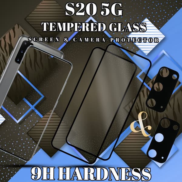 2-Pack Samsung S20 (5G) Skärmskydd & 2-Pack linsskydd - Härdat Glas 9H - Super kvalitet 3D