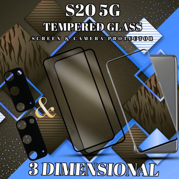 2-Pack Samsung S20 (5G) Skärmskydd & 2-Pack linsskydd - Härdat Glas 9H - Super kvalitet 3D
