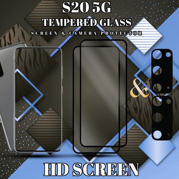 2-Pack Samsung S20 (5G) Skärmskydd & 2-Pack linsskydd - Härdat Glas 9H - Super kvalitet 3D