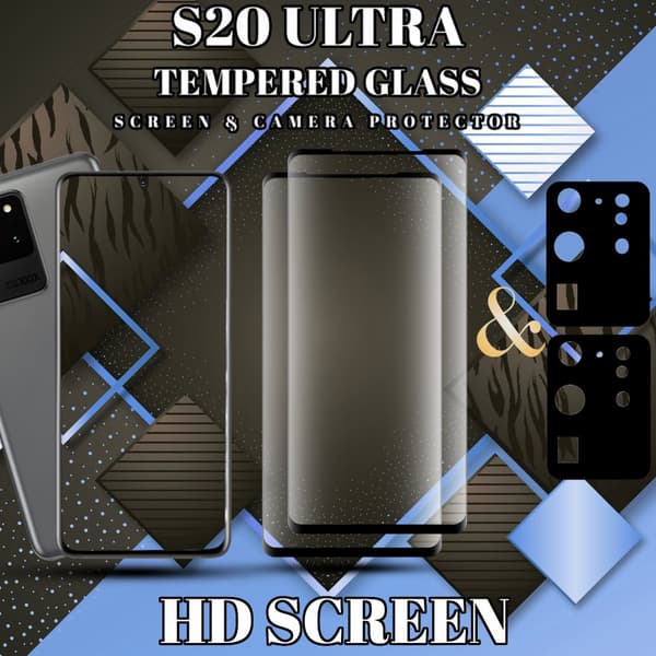 2-Pack Samsung S20 Ultra Skärmskydd & 2-Pack linsskydd - Härdat Glas 9H - Super kvalitet 3D
