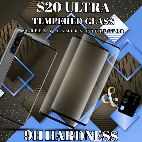 2-Pack Samsung S20 Ultra Skärmskydd & 1-Pack linsskydd - Härdat Glas 9H - Super kvalitet 3D