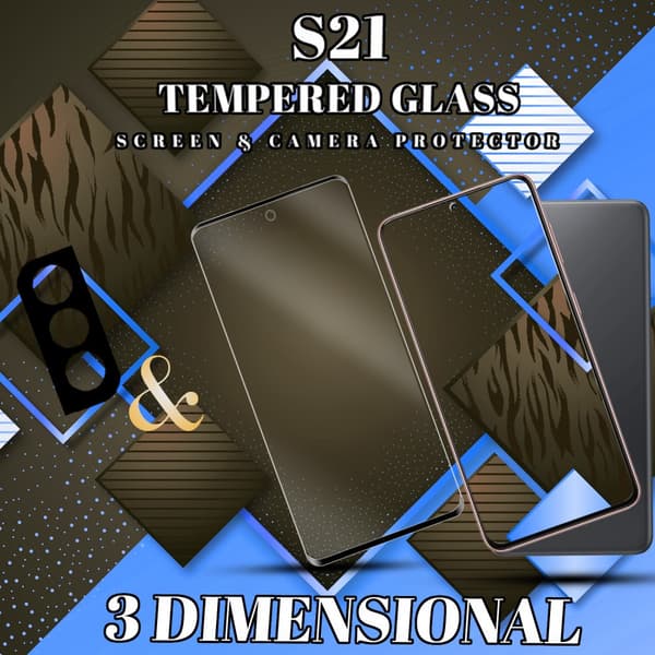 1-Pack Samsung S21 Skärmskydd & 1-Pack linsskydd - Härdat Glas 9H - Super kvalitet 3D