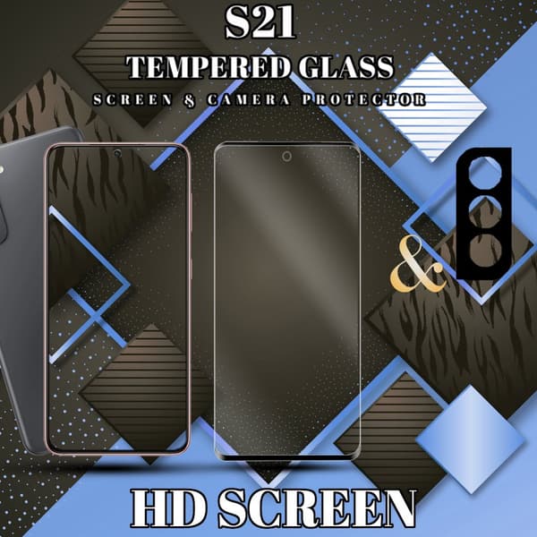 1-Pack Samsung S21 Skärmskydd & 1-Pack linsskydd - Härdat Glas 9H - Super kvalitet 3D