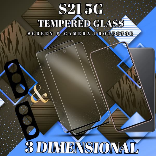 2-Pack Samsung S21 (5G) Skärmskydd & 2-Pack linsskydd - Härdat Glas 9H - Super kvalitet 3D