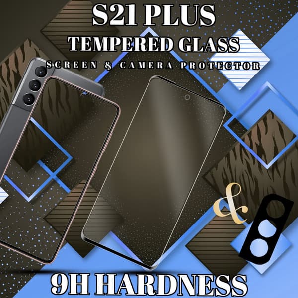 1-Pack Samsung S21 Plus Skärmskydd & 1-Pack linsskydd - Härdat Glas 9H - Super kvalitet 3D